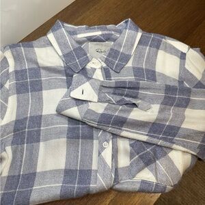 Rails blue and white plaid pocket shirt